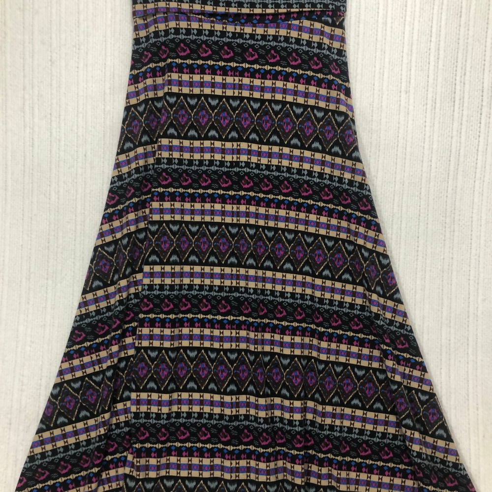 LuLaRoe Maxi Skirt Small Southwestern Geometric Tribal Print Purple Blue Black